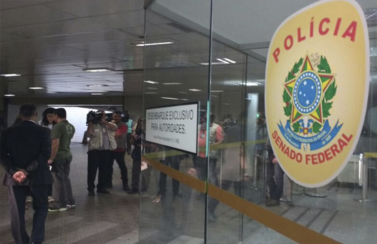 Entrada do espa�o onde fica lotada a Pol�cia Senado, no Congresso Nacional (Foto: Elielton Lopes/G1)